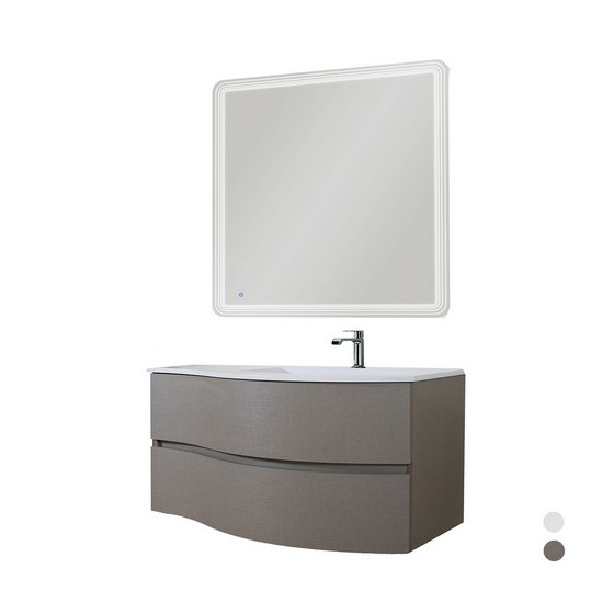 MOBILE BAGNO SERIE NUVOLA  (DA COMPORRE) - Base 106x50x52 LariceBianco Dx