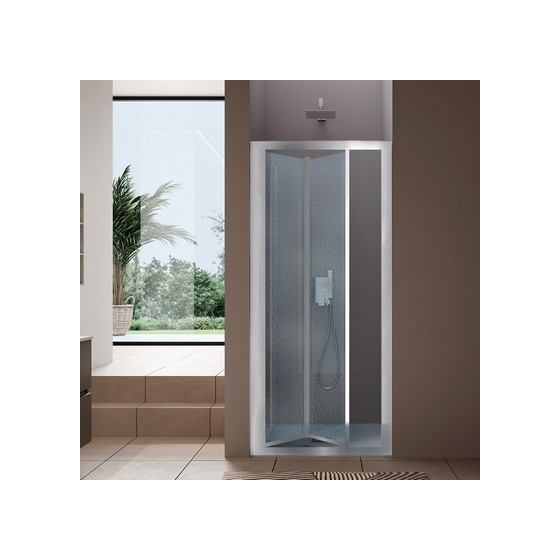 Porta darredo per interno a soffietto con vetro niagara fume cm 100 x 214