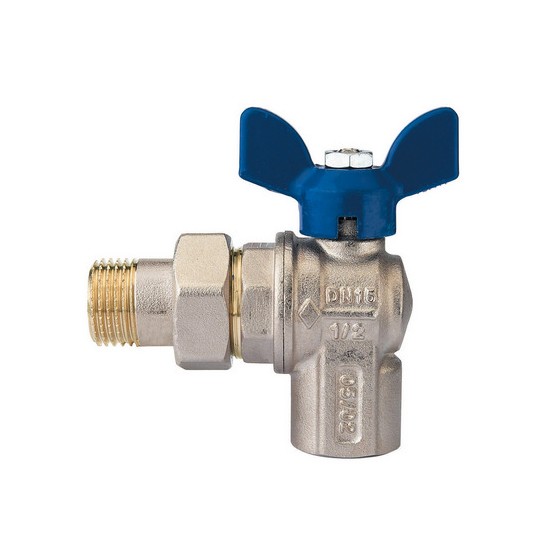 VALVOLA A SFERA A SQUADRA PER COLLETTORI CON FARFALLA IN ALLUMINIO BLU - 1"  DN 25  PN 30