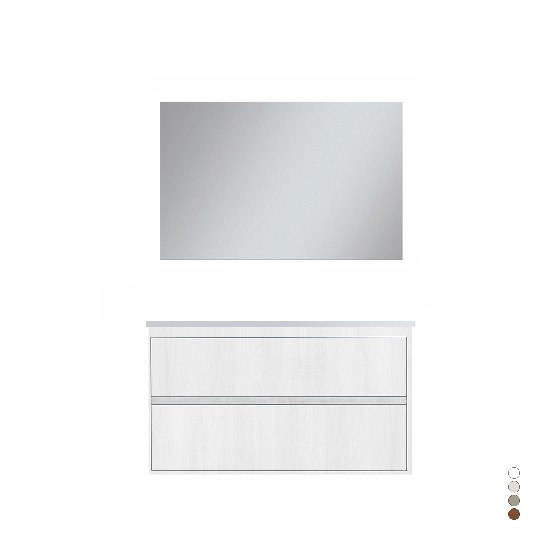 MOBILE BAGNO SOSPESO LINEA ELEGANCE L. 100 CM - Larice Bianco