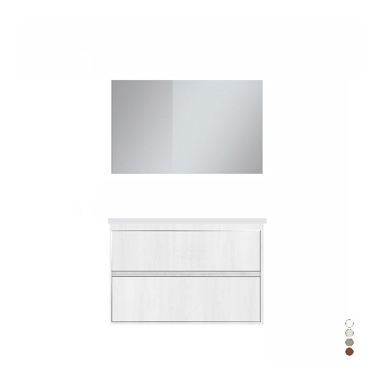 MOBILE BAGNO SOSPESO LINEA ELEGANCE L. 80 CM - Larice Bianco